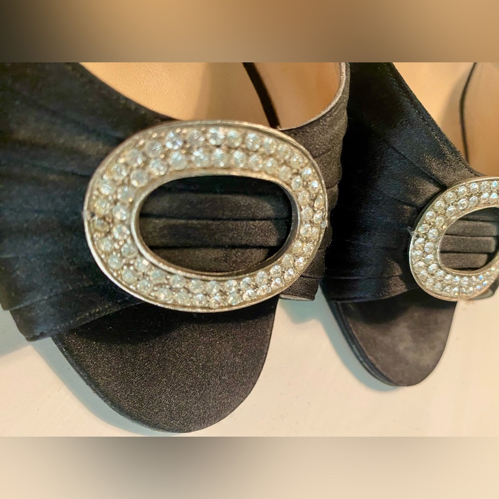 Manolo Blahnik Black Satin Sedaraby D’Orsay Heels- 90mm - Picture 4 of 5